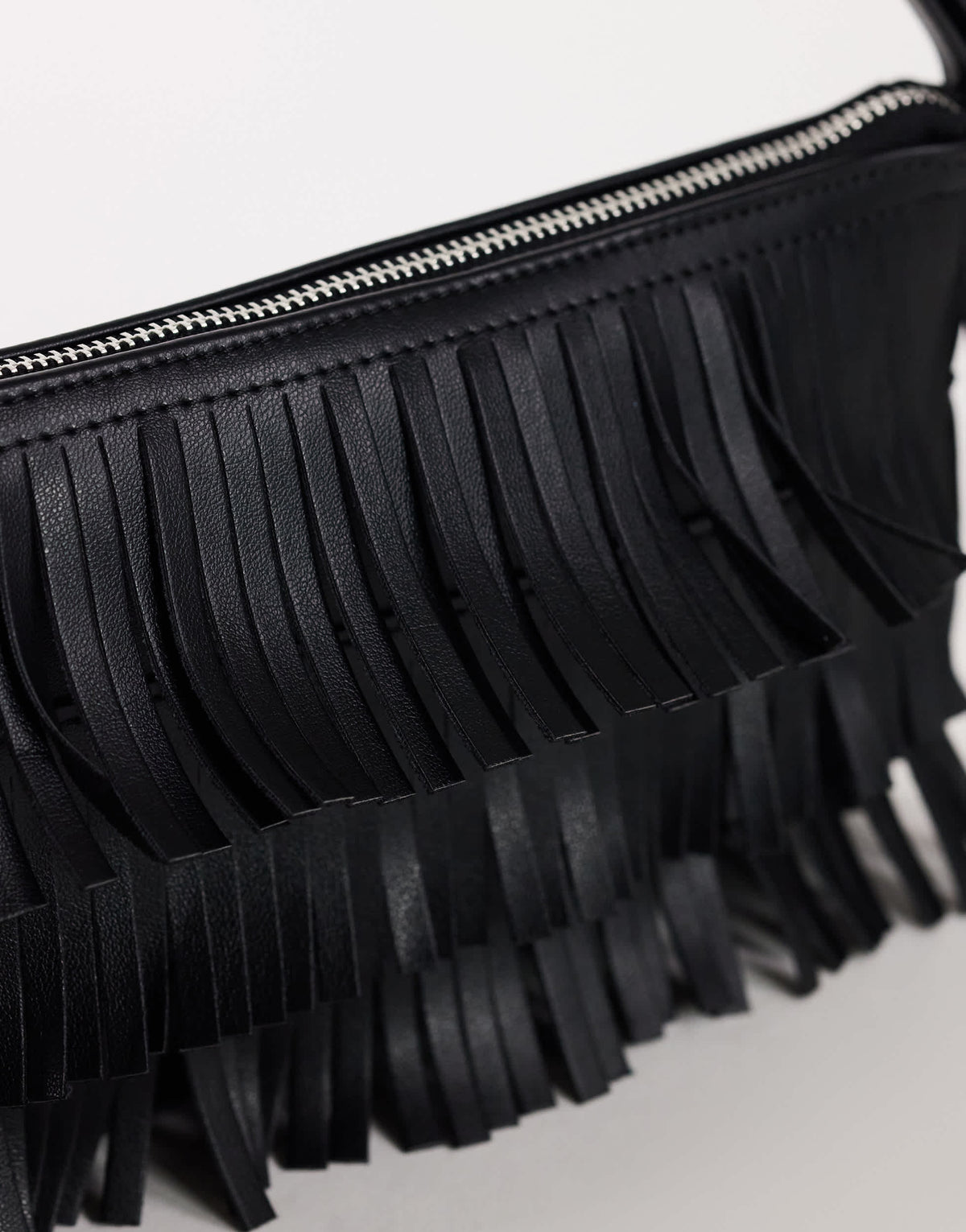 Topshop Sasha small fringe shoulder bag in black