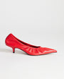 Topshop Arizona real leather ruched kitten heel court in red