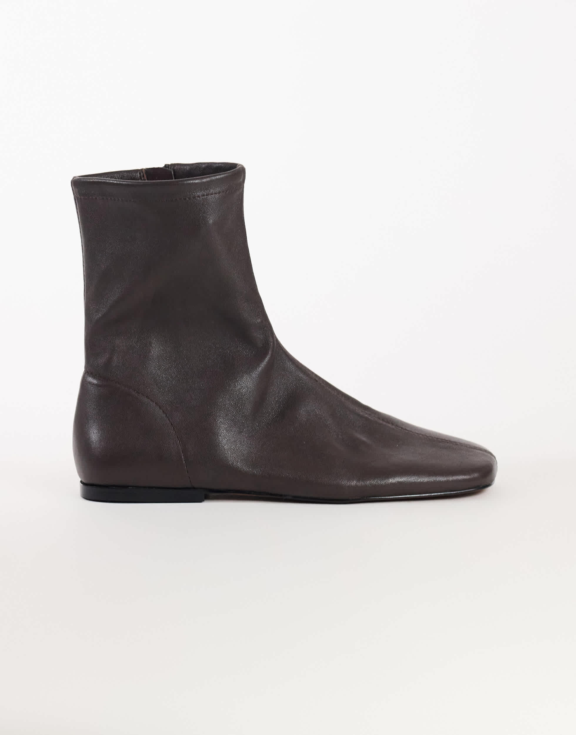 Topshop Kameron real leather flat ankle boot in chocolate