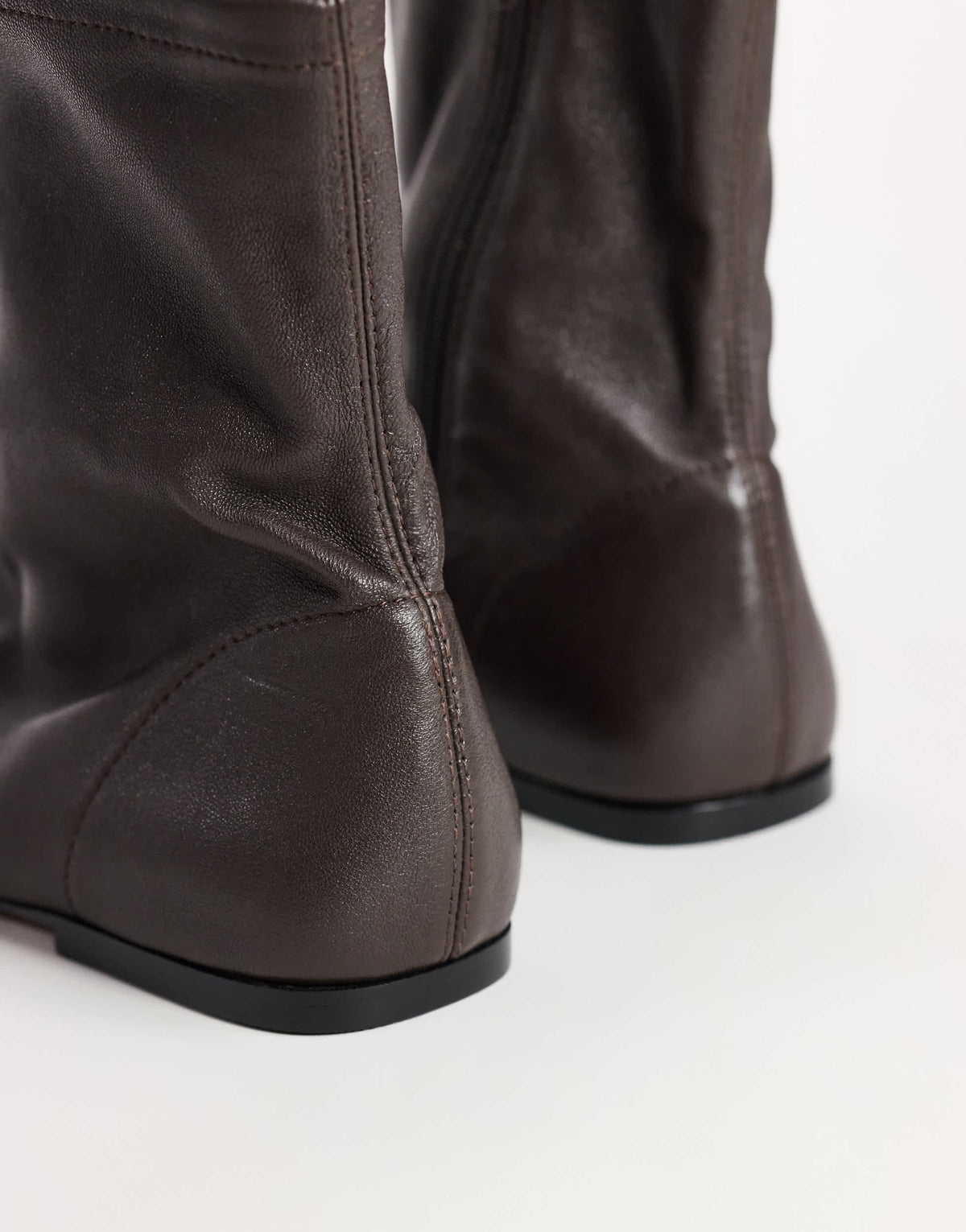 Topshop Kameron real leather flat ankle boot in chocolate