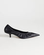 Topshop Arizona real leather ruched kitten heel court in black