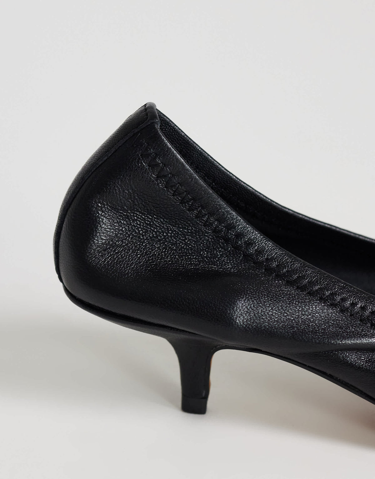 Topshop Arizona real leather ruched kitten heel court in black