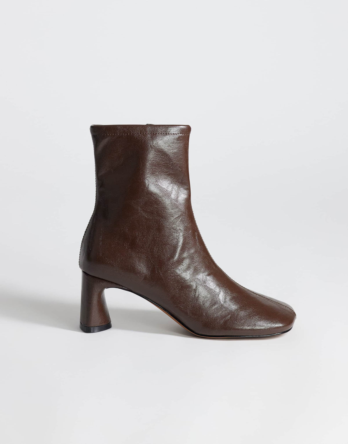 Topshop Kenna faux leather block heel ankle boot in chocolate