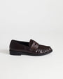 Topshop Dominic ruched loafer in chocolate hair on real leather