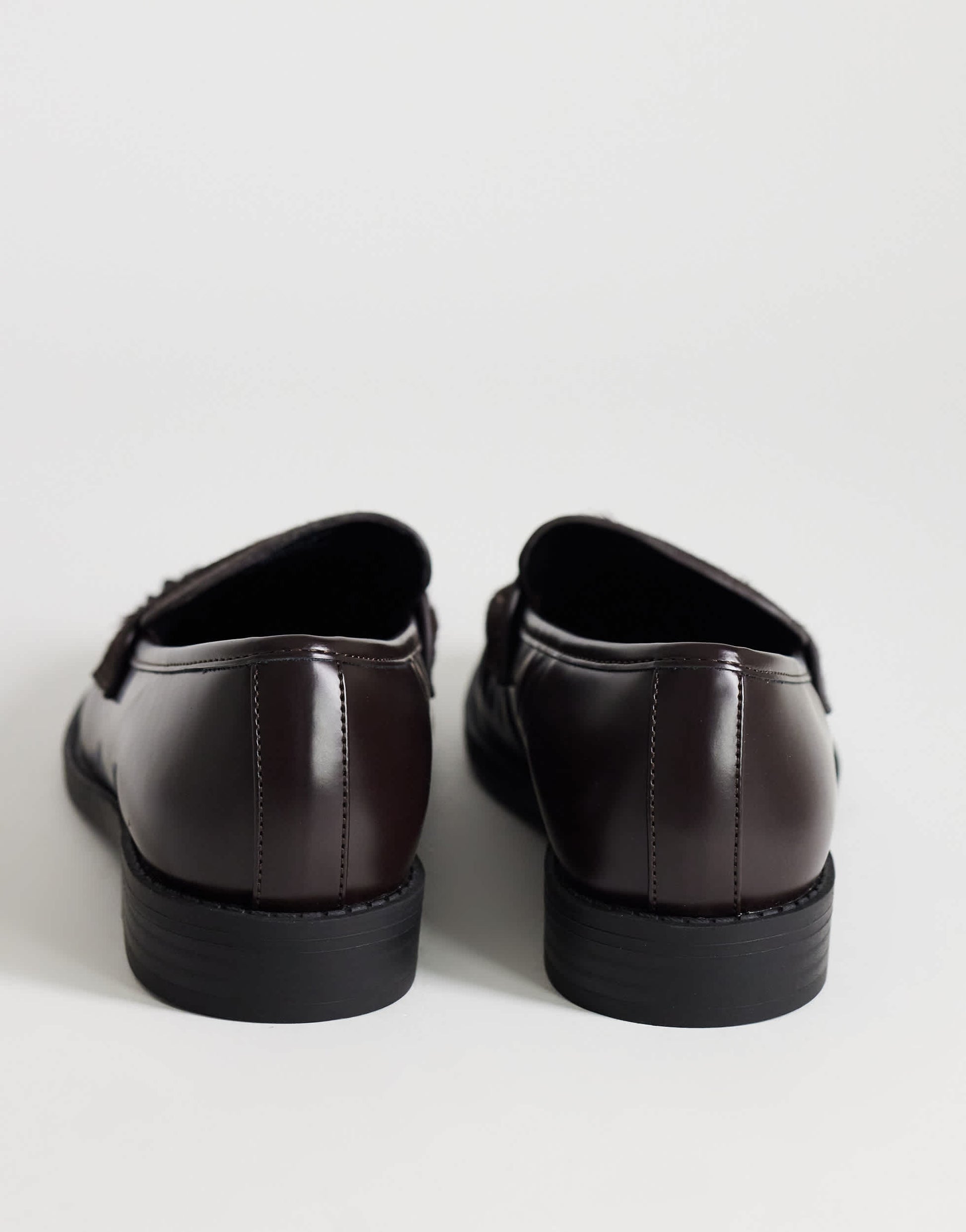 Topshop Dominic ruched loafer in chocolate hair on real leather