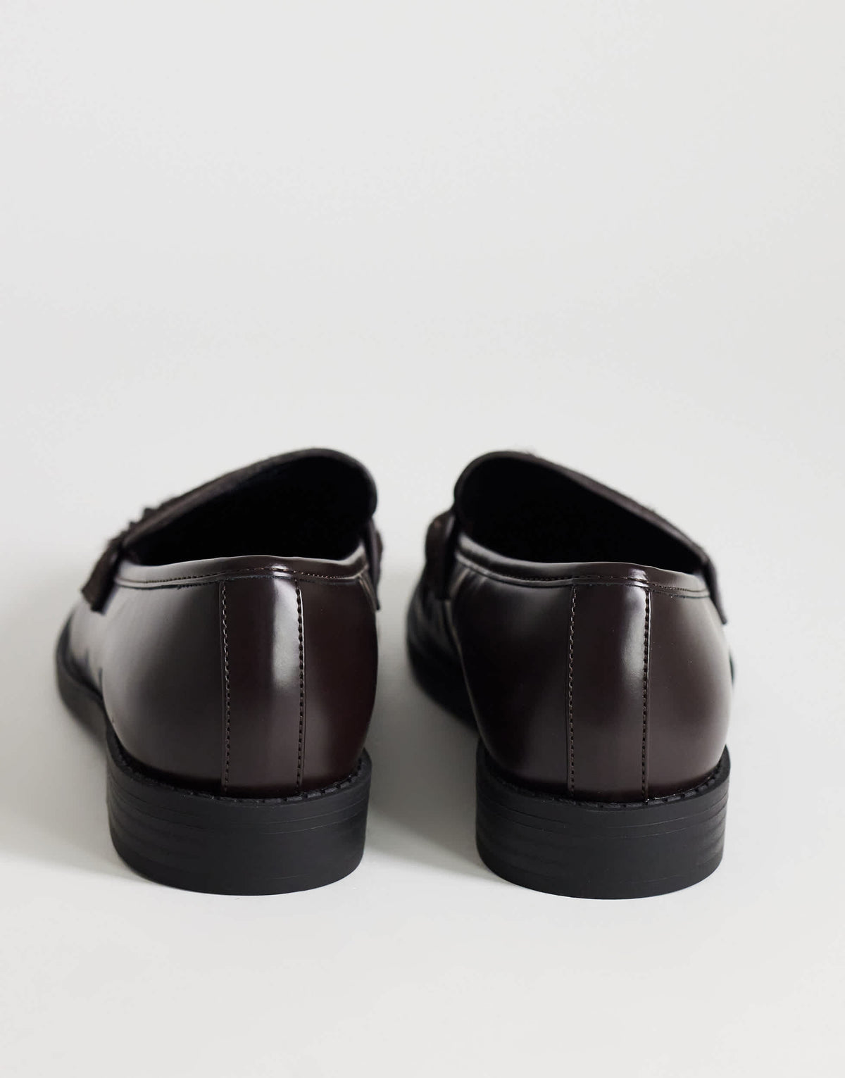 Topshop Dominic ruched loafer in chocolate hair on real leather