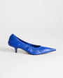 Topshop Arizona real leather ruched kitten heel court in cobalt
