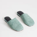 Topshop Lillie real hair on leather round toe flat shoe in aqua