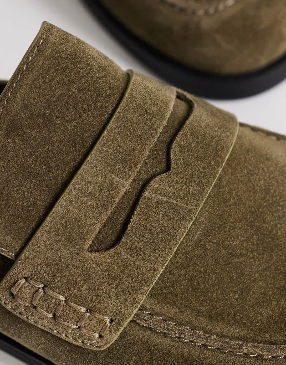 Topshop Addie real suede mule loafer in khaki
