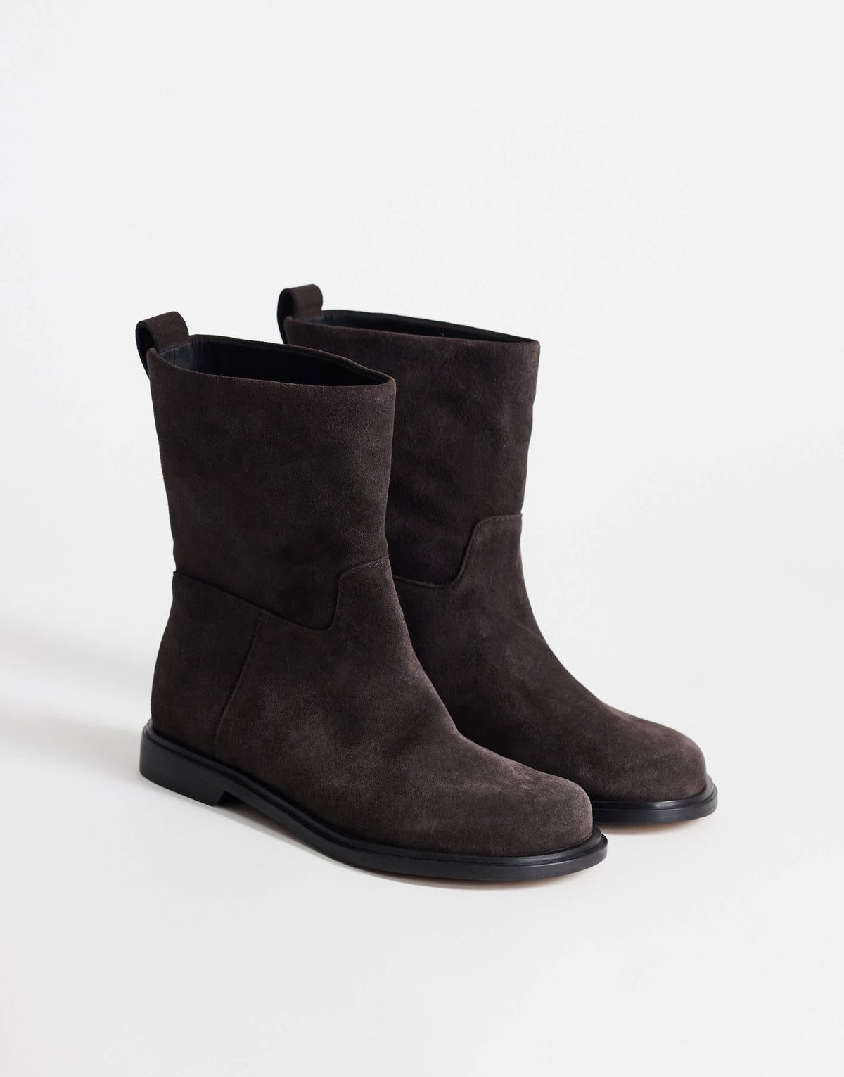 Topshop Pascal  real leather suede ankle boot in chocolate