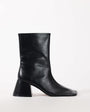 Topshop Pamela real leather block heel ankle boot in black