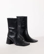 Topshop Pamela real leather block heel ankle boot in black