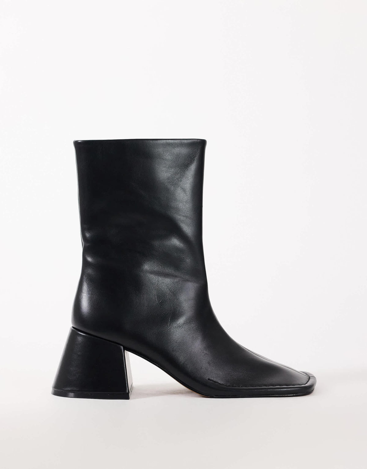 Topshop Pamela real leather block heel ankle boot in black