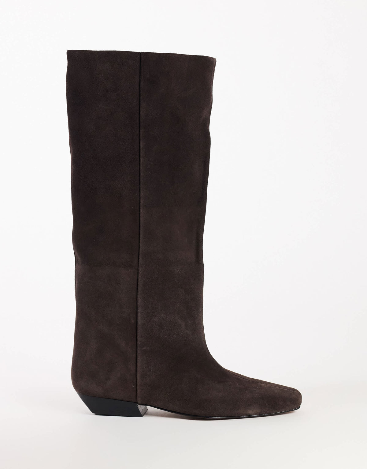 Topshop Pablo real leather slim western boot in chocolate