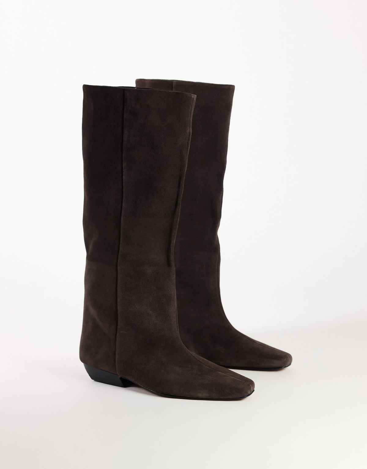 Topshop Pablo real leather slim western boot in chocolate