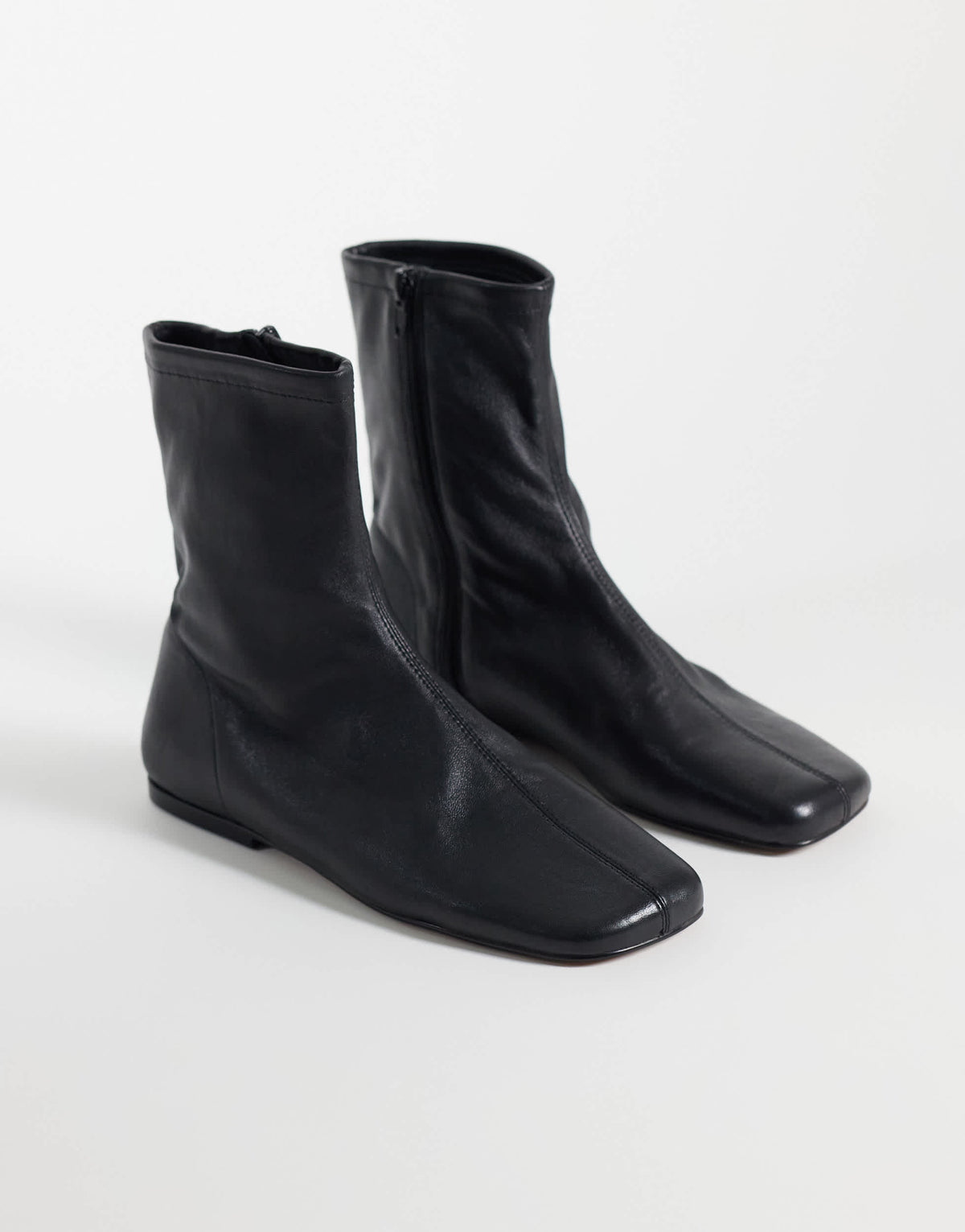 Topshop Kameron real leather flat ankle boot in black