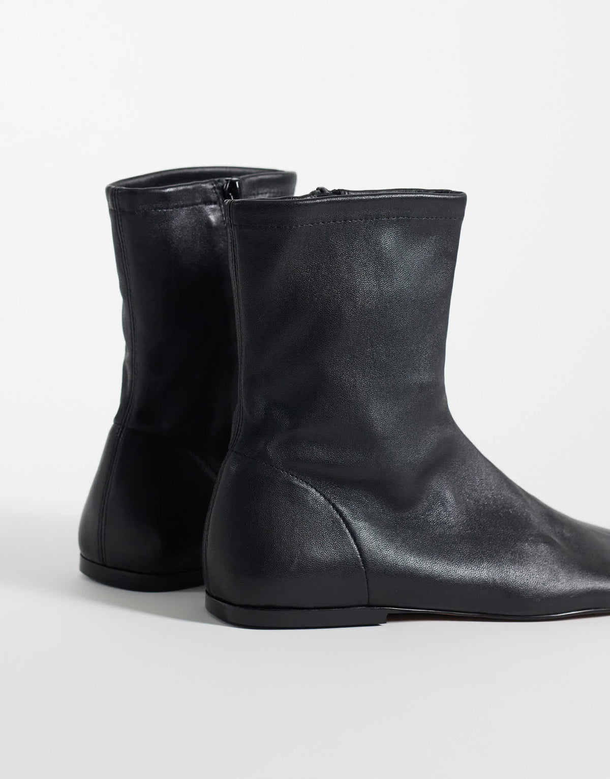 Topshop Kameron real leather flat ankle boot in black