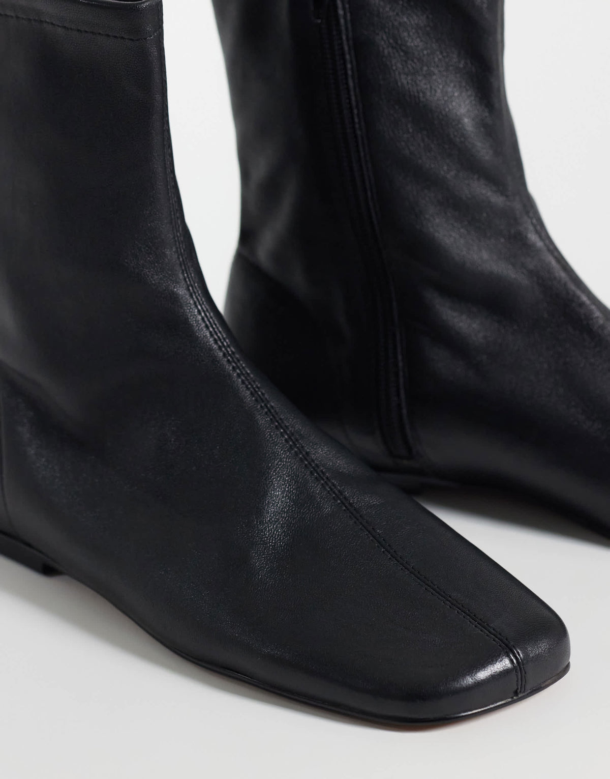Topshop Kameron real leather flat ankle boot in black