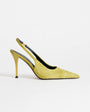 Topshop Anya real suede sling back high heeled court shoe in olive