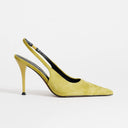Topshop Anya real suede sling back high heeled court shoe in olive