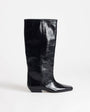 Topshop Pablo real leather pull on western boot in black