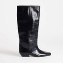 Topshop Pablo real leather pull on western boot in black