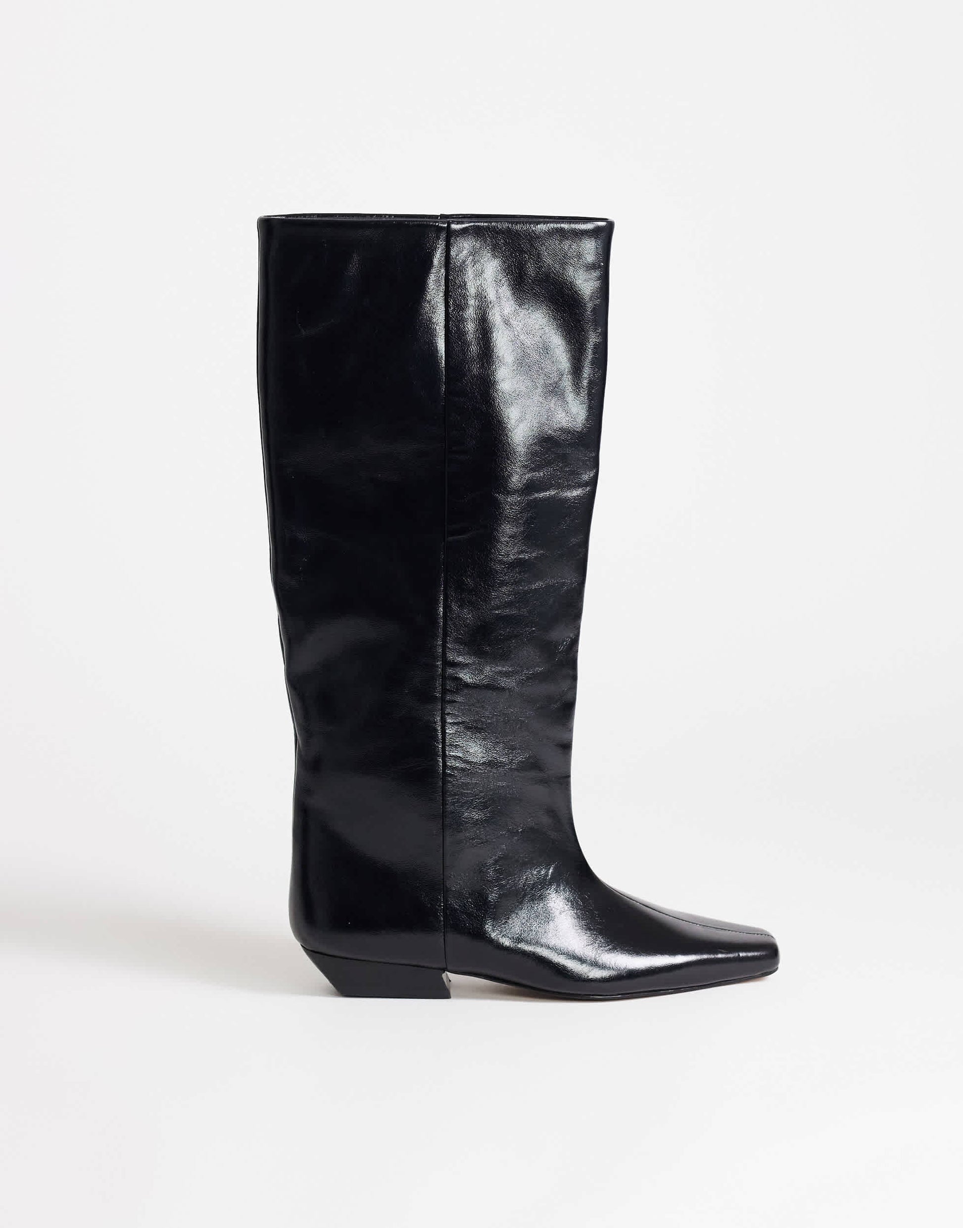 Topshop Pablo real leather pull on western boot in black