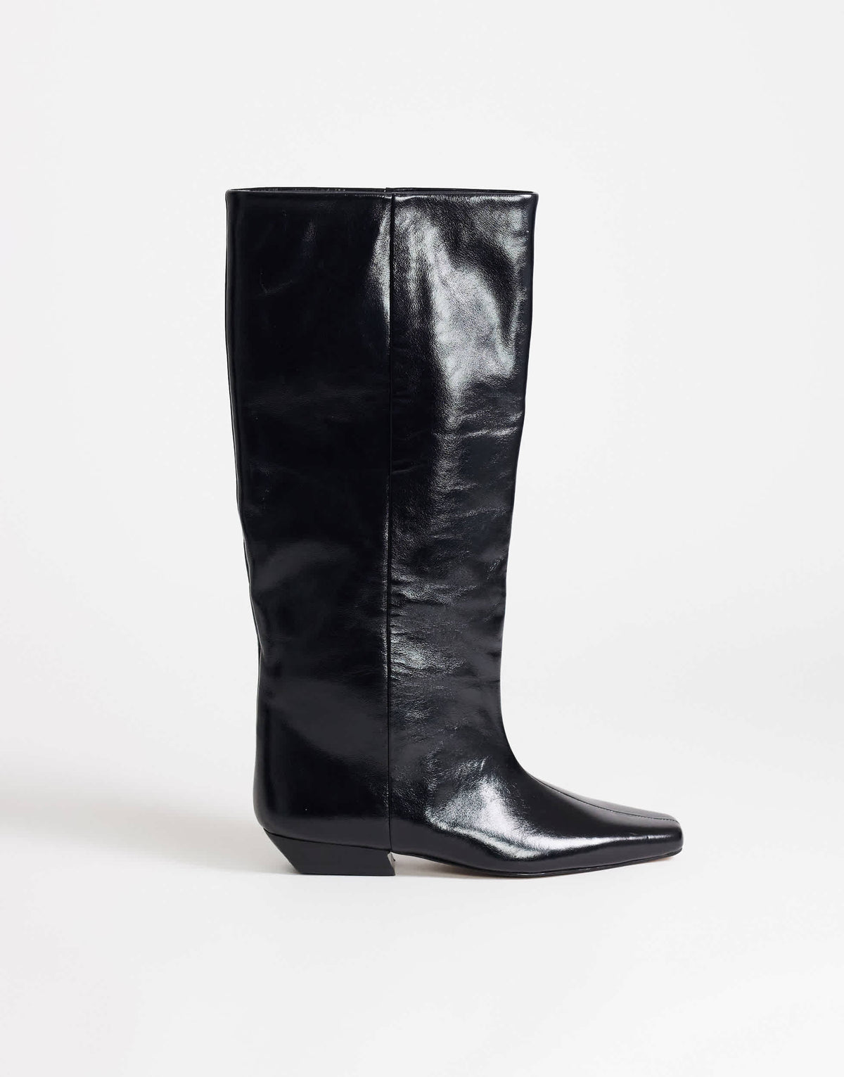 Topshop Pablo real leather pull on western boot in black