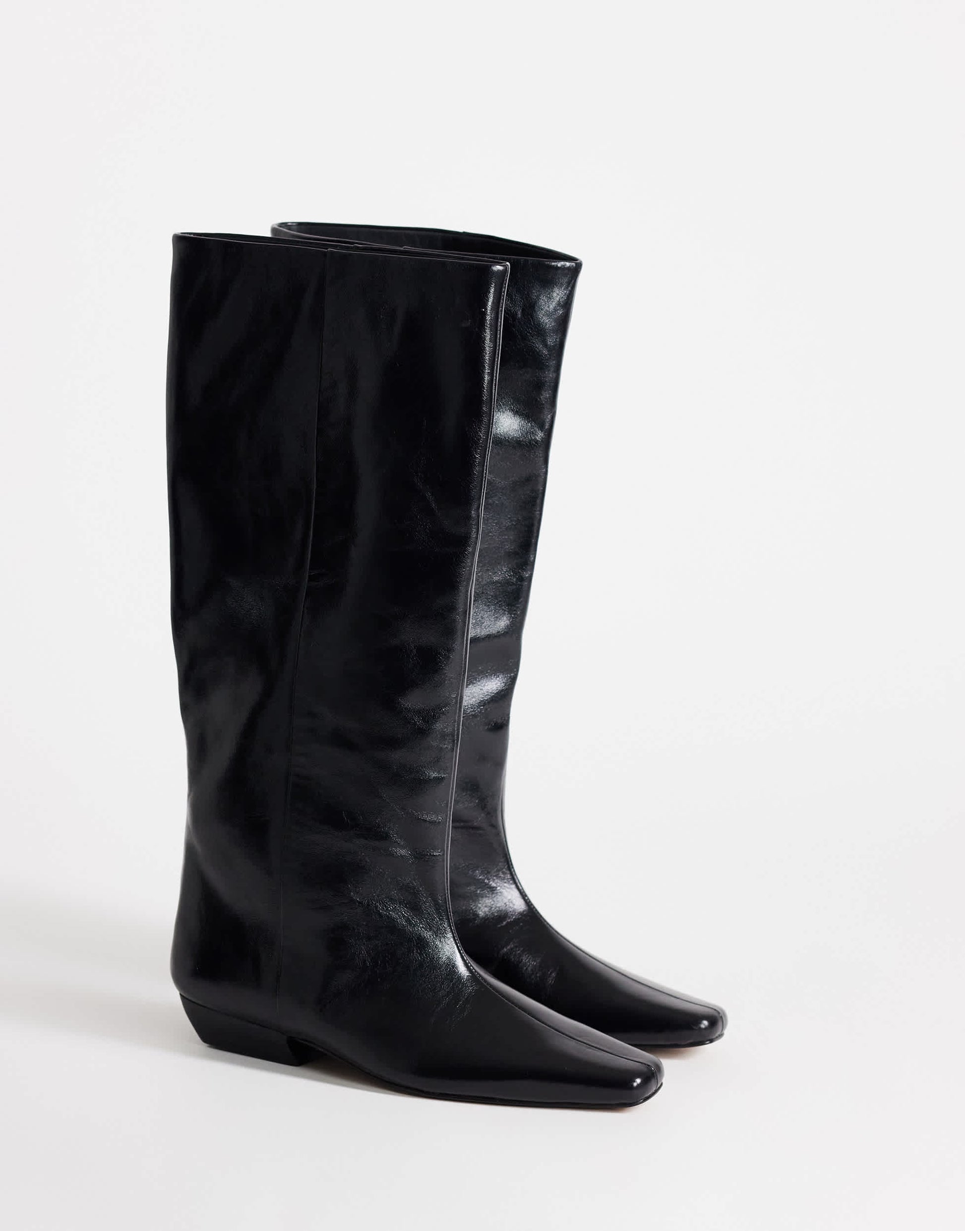 Topshop Pablo real leather pull on western boot in black