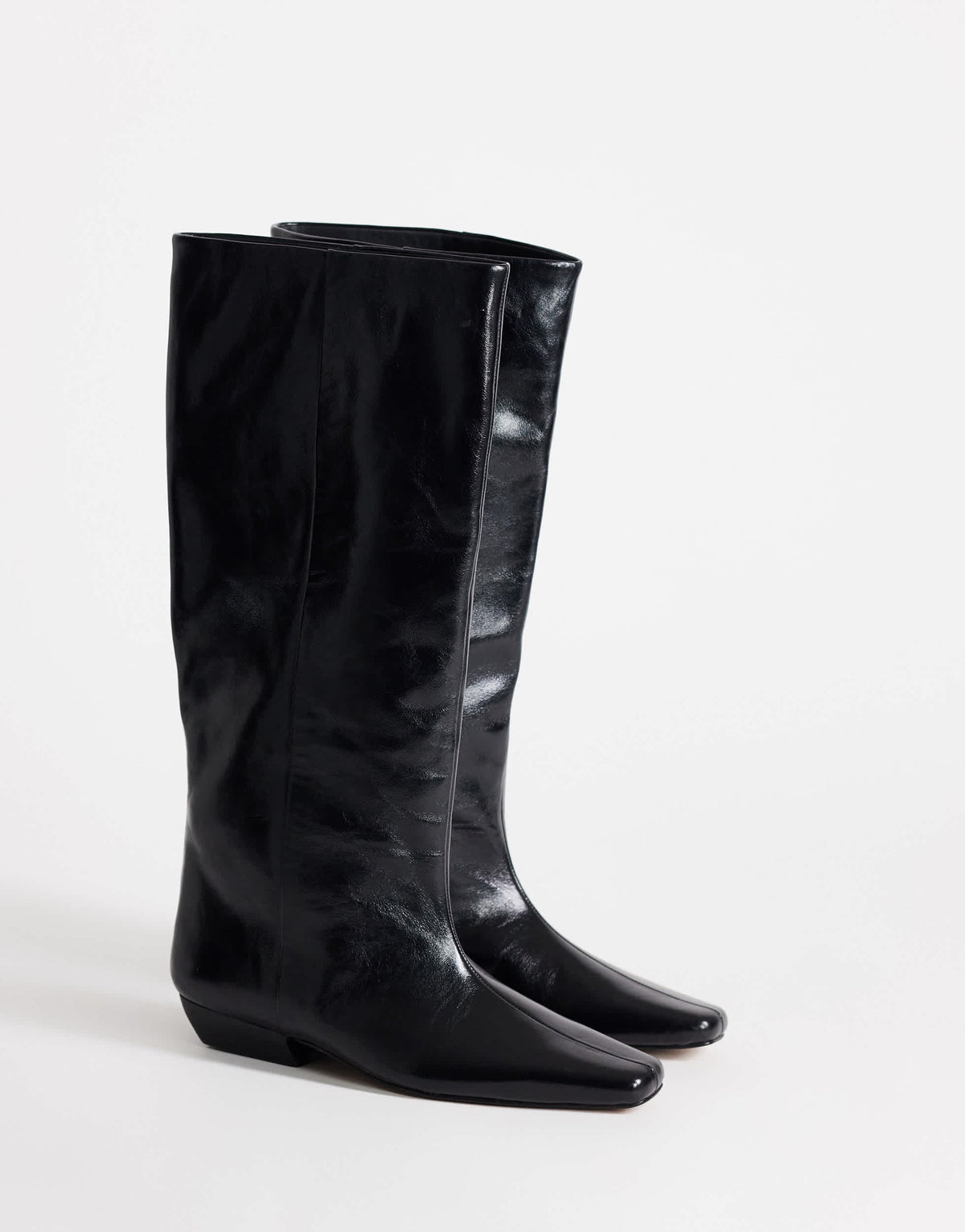 Topshop Pablo real leather pull on western boot in black