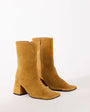 Topshop Pamela real suede block heel ankle boot in tan