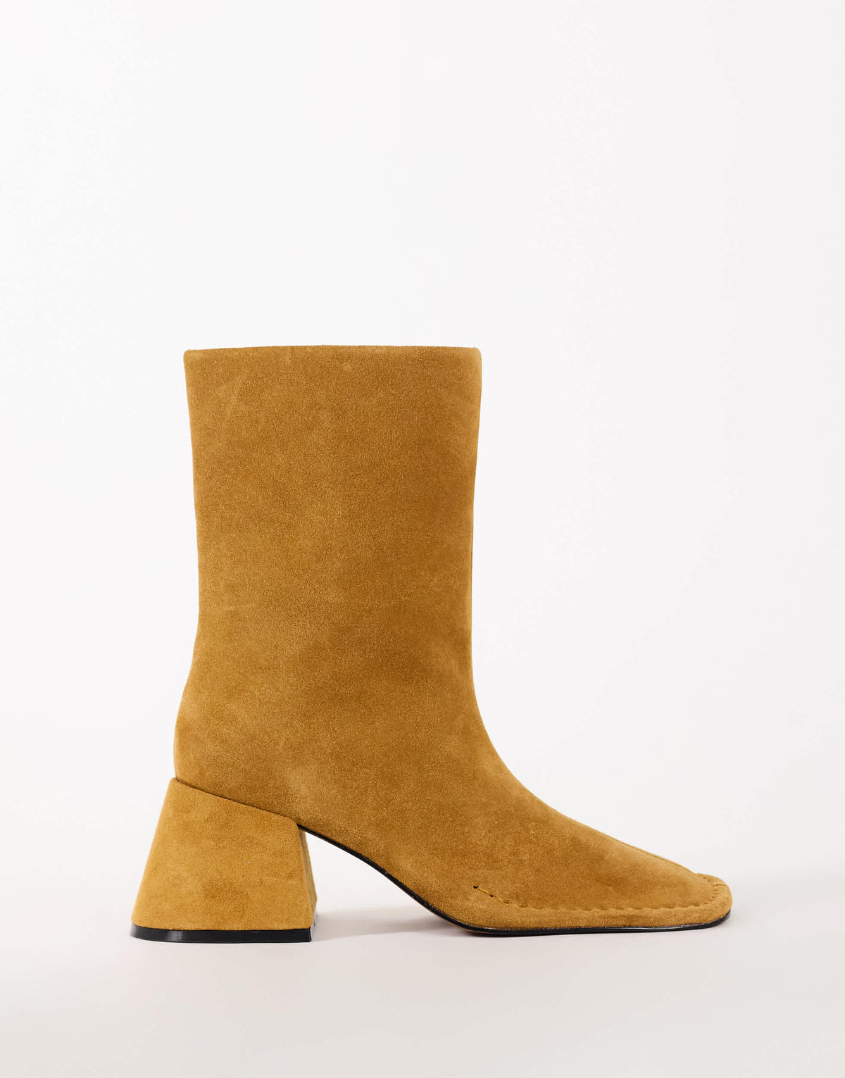 Topshop Pamela real suede block heel ankle boot in tan
