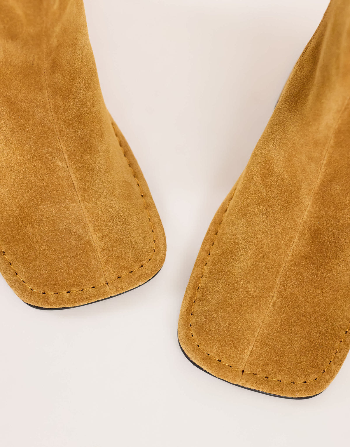 Topshop Pamela real suede block heel ankle boot in tan