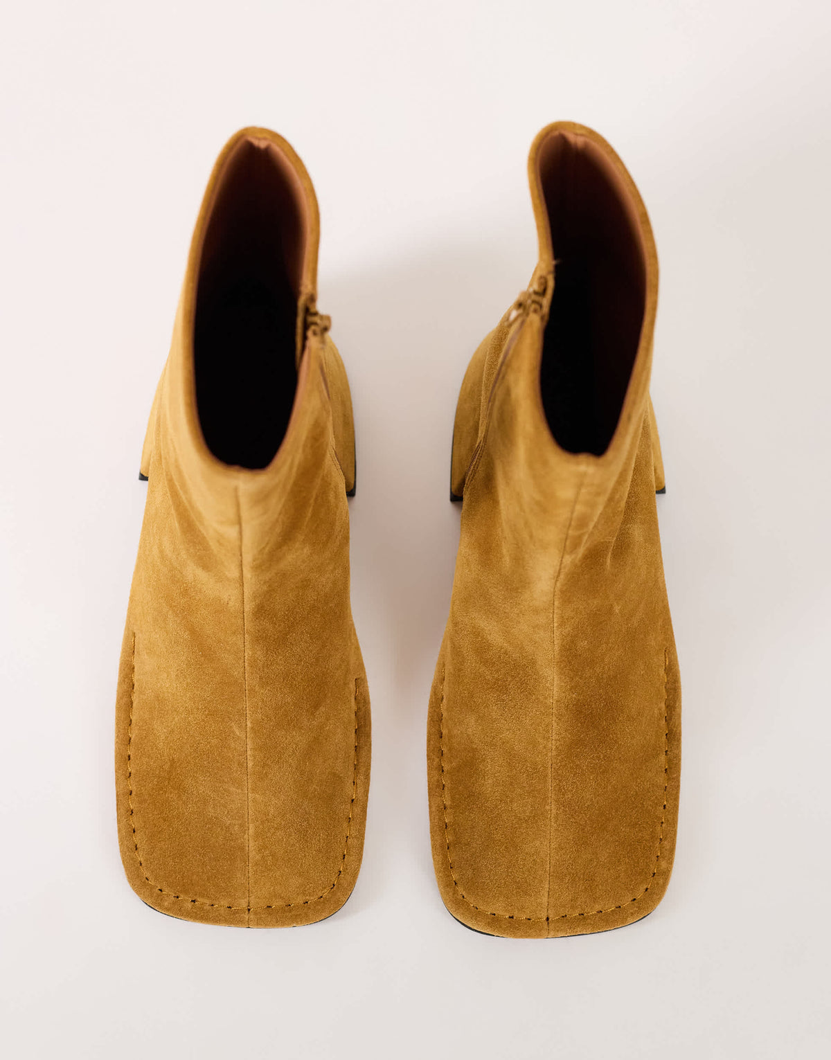 Topshop Pamela real suede block heel ankle boot in tan