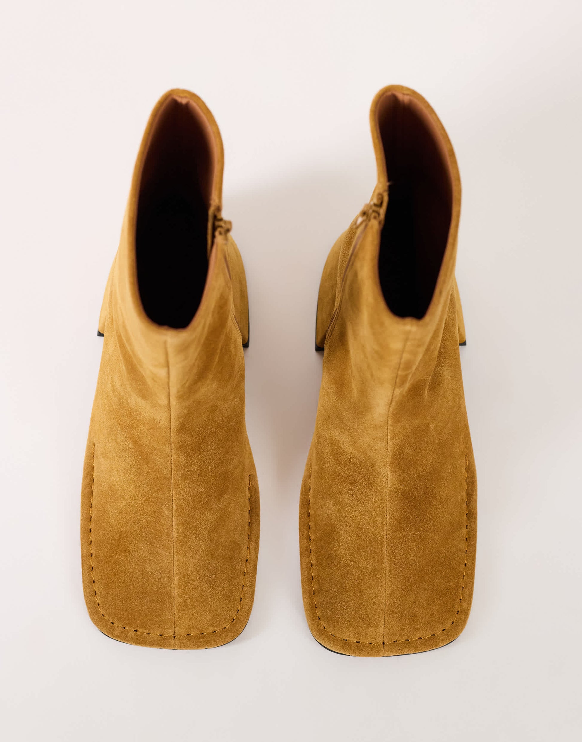 Topshop Pamela real suede block heel ankle boot in tan