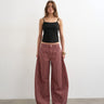 Topshop Horseshoe Jeans mit mittelhohem Bund in Pink und Rot gestreift