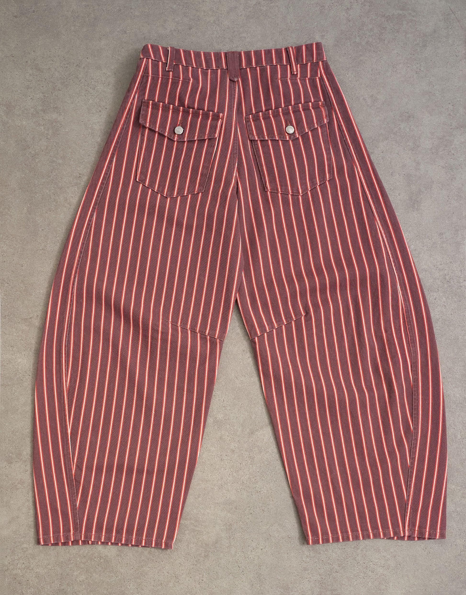 Topshop Horseshoe mid rise jean in pink and red stripe