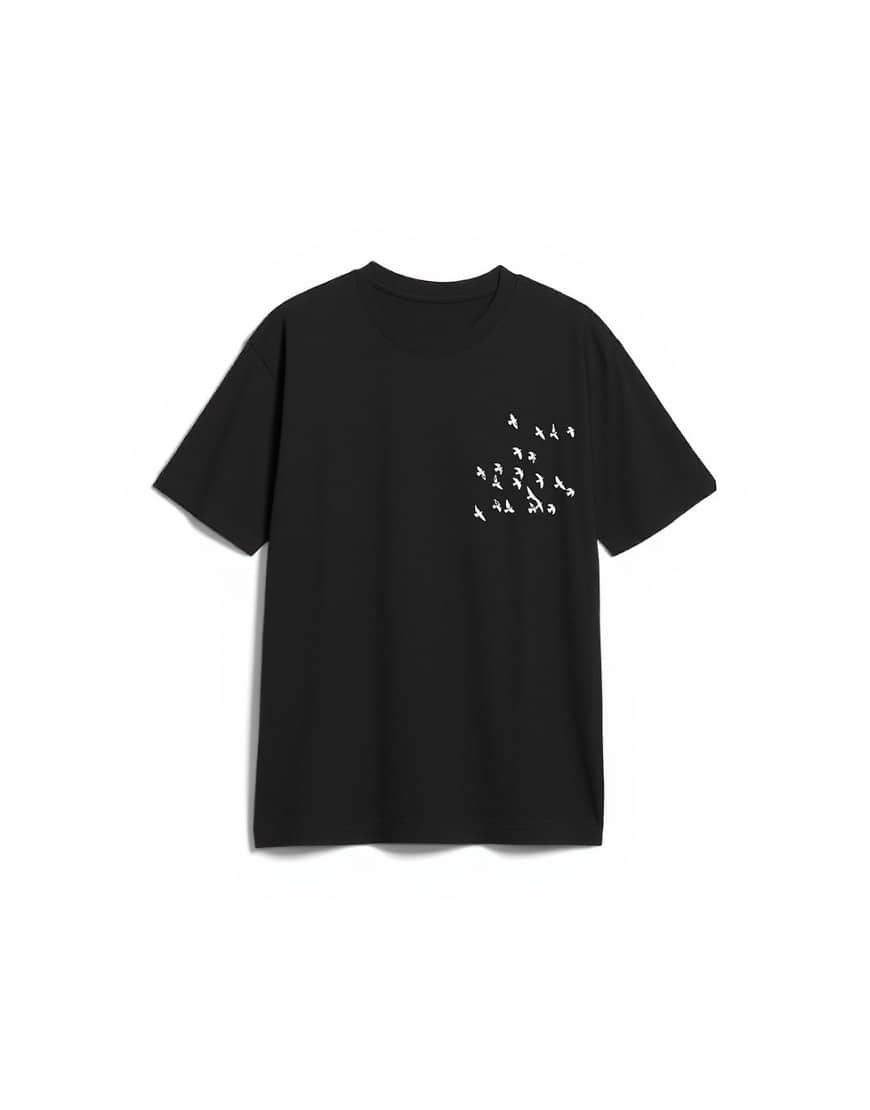 Topman relaxed fit t-shirt with front and back bird print in black