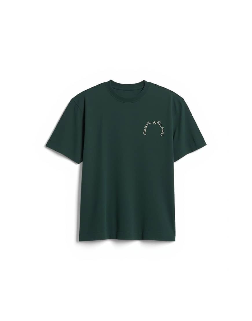 Topman relaxed fit t-shirt with monsieur front and back embroidery in dark green