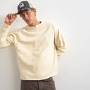 Topman classic fit crop raglan sweatshirt with raw hem in ecru