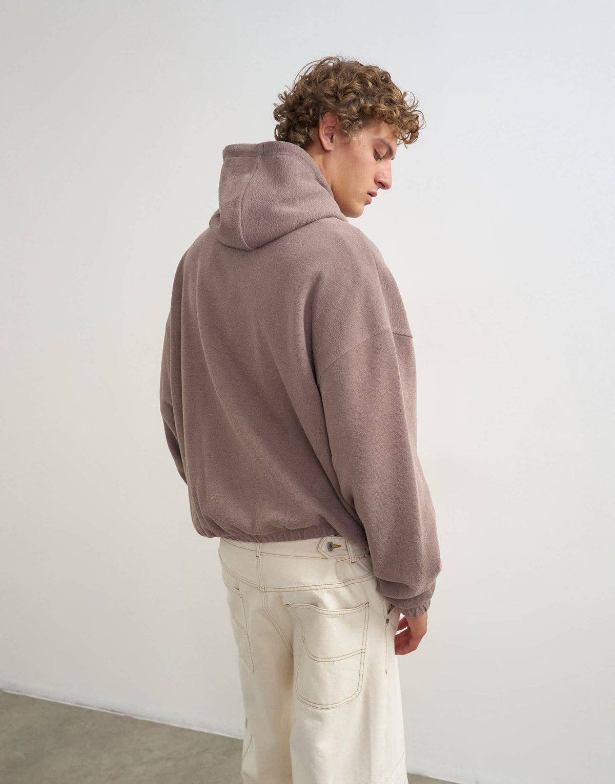 Topman boxy fit funnel neck hoodie in putty