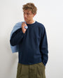Topman classic fit crop raglan sweatshirt with raw hem in navy