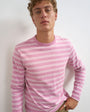 Topman classic fit long sleeve t-shirt with stripe in pink