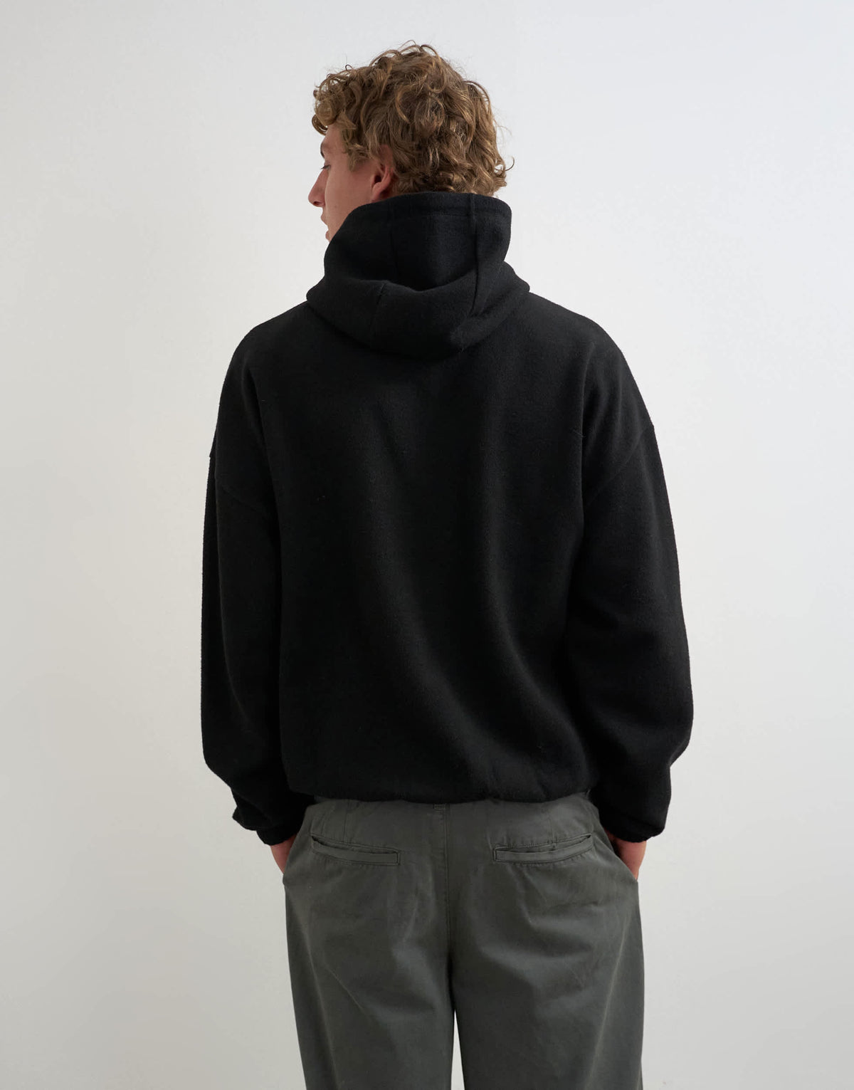 Topman boxy fit funnel neck hoodie in black