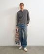 Topman relaxed fit waffle henley with raw hem in washed black