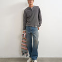 Topman relaxed fit waffle henley with raw hem in washed black