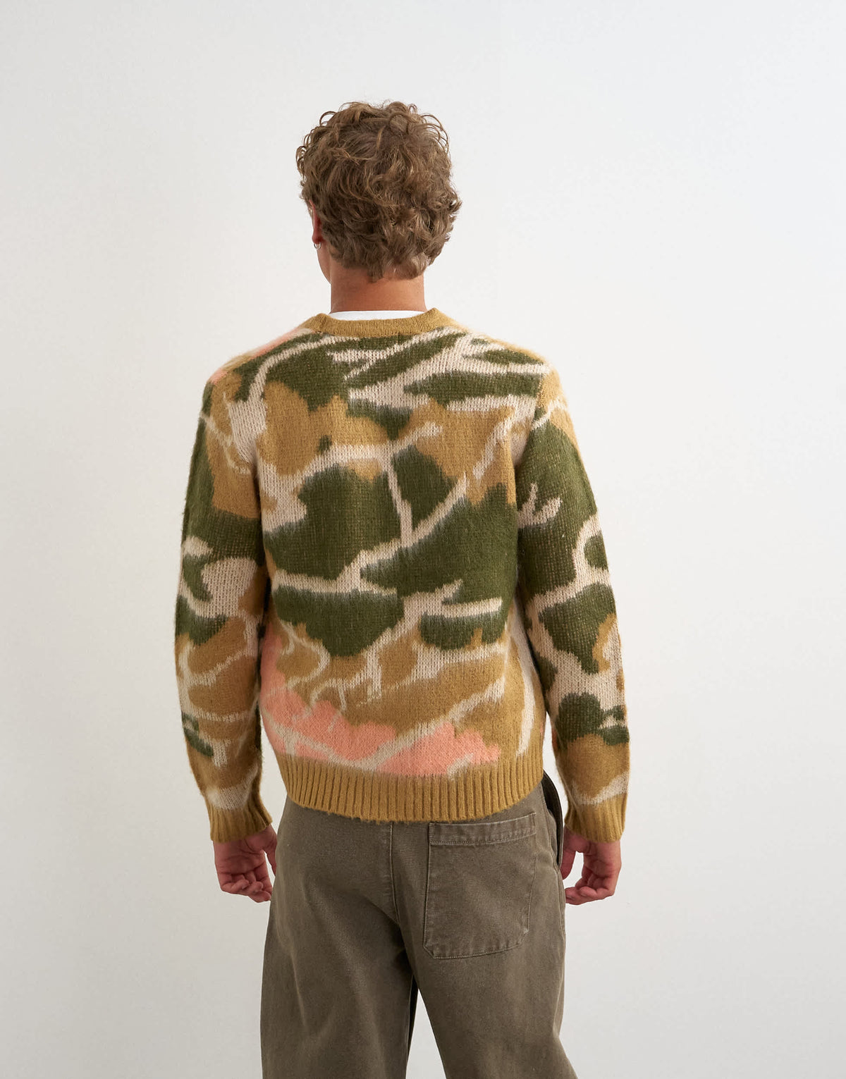 Topman classic fit knit cardigan with abstract camo design in stone