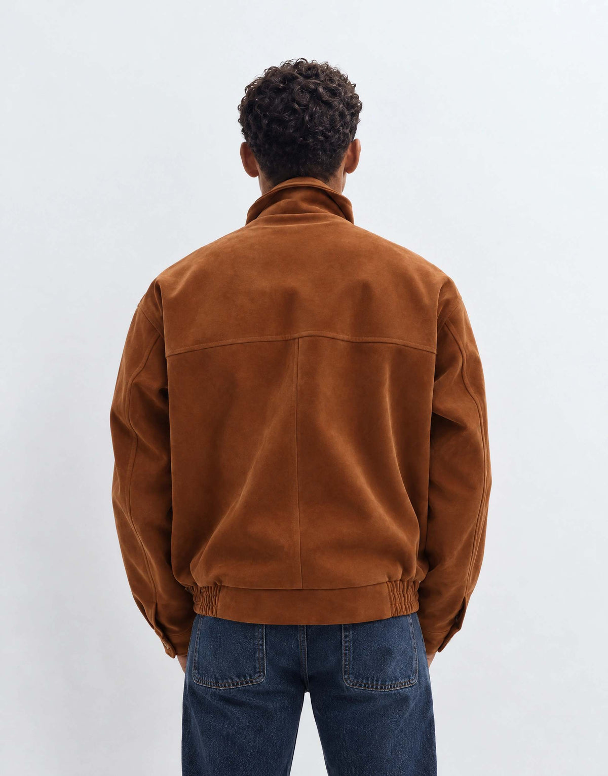 Topman relaxed fit faux suede funnel neck bomber with double zip in tan