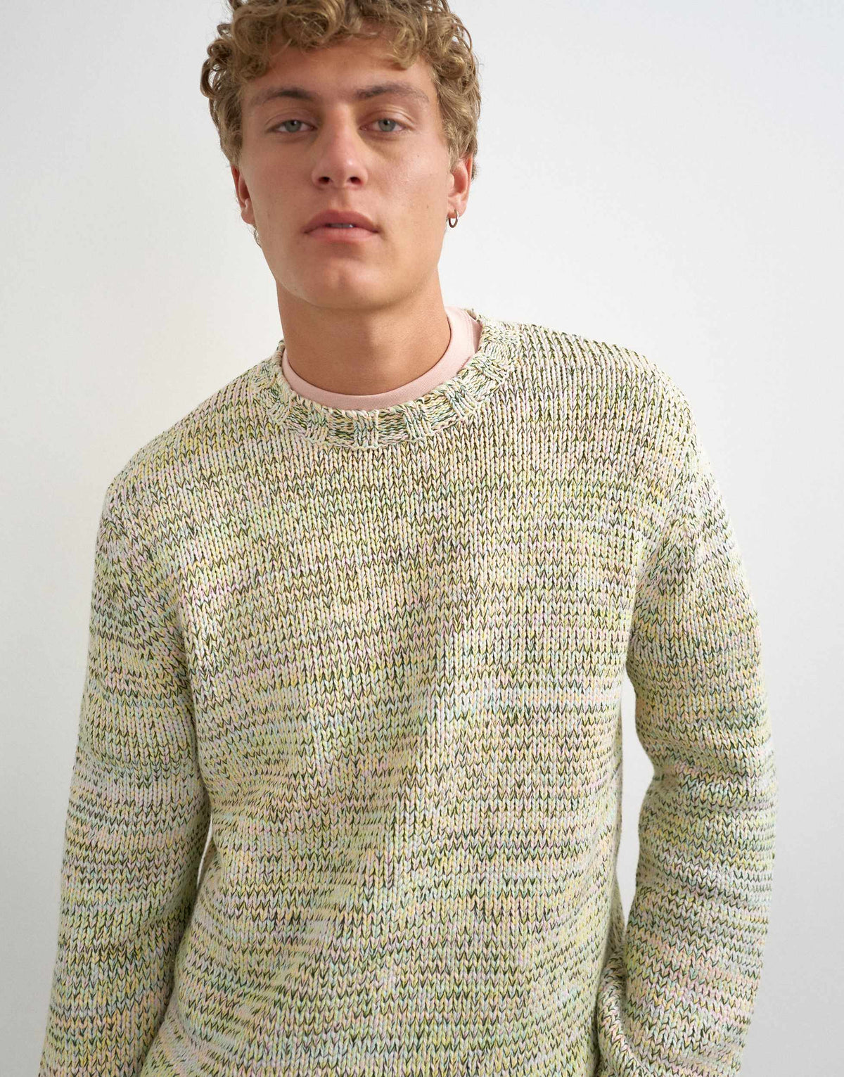 Topman relaxed crop fit twist knit jumper in pastel