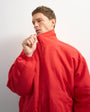 Topman oversized fit twill nylon funnel neck bomber jacket in red